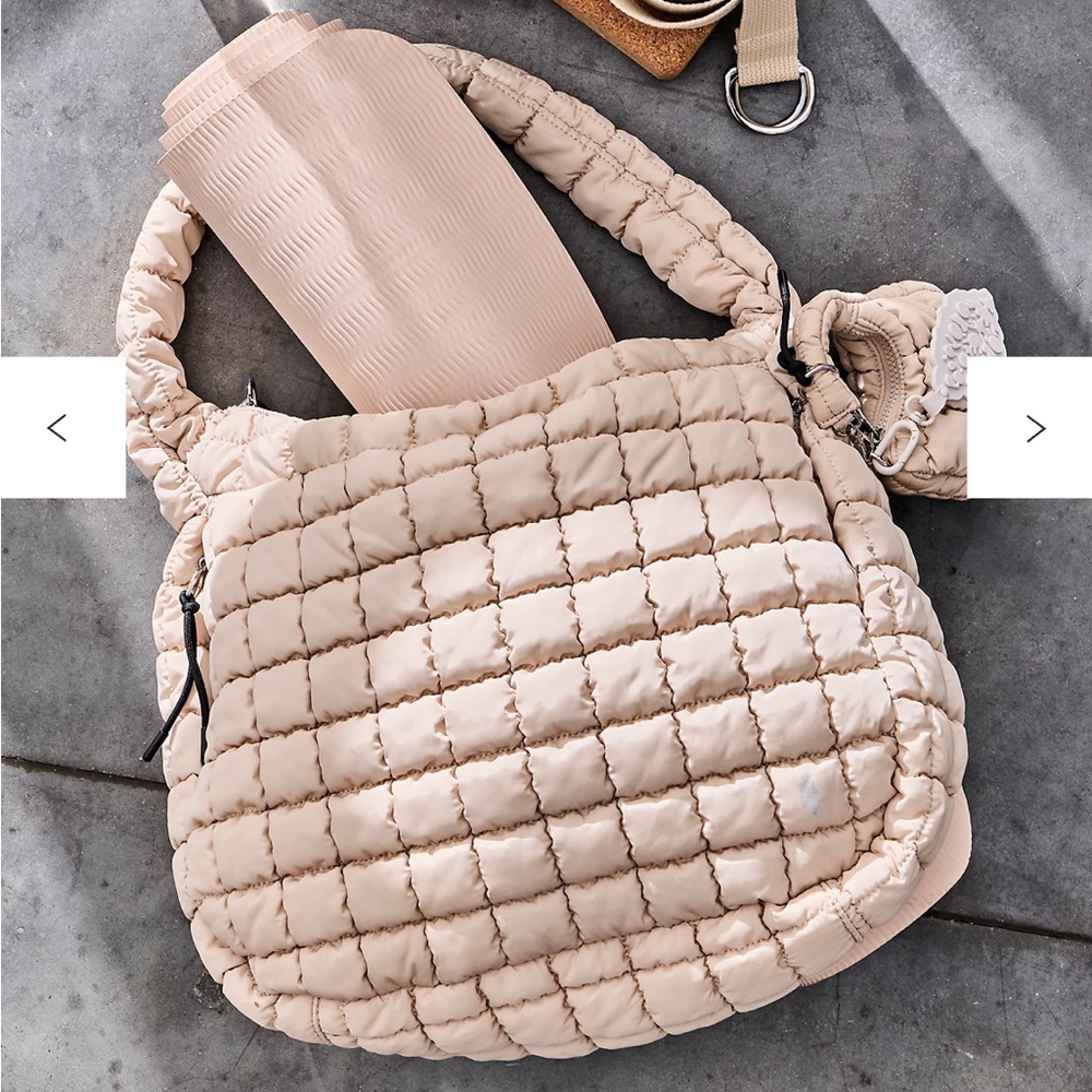 FP Movement by Free People Cream Quilted Carryall Bag with Black Micro Pouch